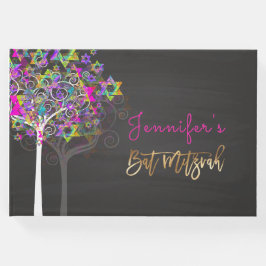 PixDezines Tree of Life Mitzvah/Pink+Chalkboard Gastenboek