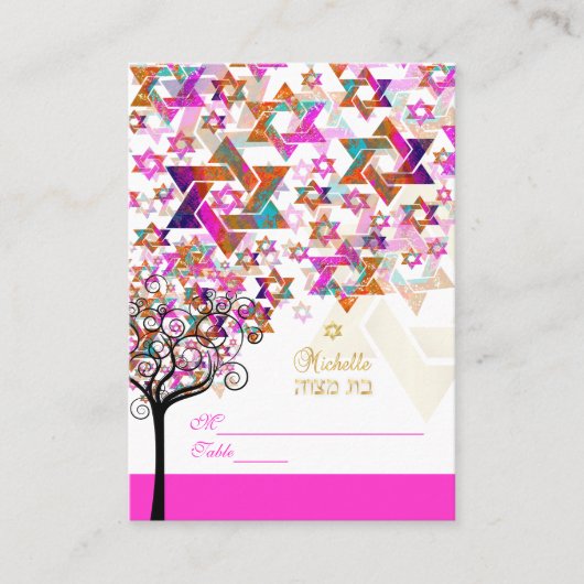 PixDezines Tree of Life Mitzvah Place Cards Plaatskaartje (Voorkant)