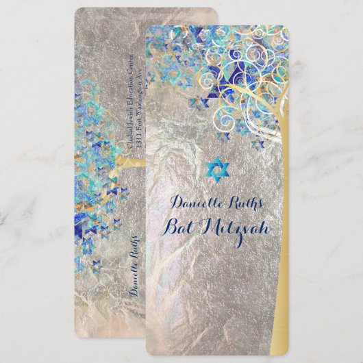 PixDezines Tree of Life Mitzvah/Silver Foil Kaart (Voorkant / Achterkant)