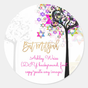 PixDezines tree of life muzieknoten/Bat Mitzvah Ronde Sticker