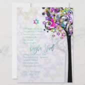 PixDezines TREE OF LIFE MUZIEKNOTEN MITZVAH PINK Kaart (Achterkant)