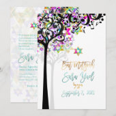 PixDezines TREE OF LIFE MUZIEKNOTEN MITZVAH PINK Kaart (Voorkant / Achterkant)
