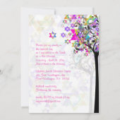 PixDezines TREE OF LIFE MUZIEKNOTEN MITZVAH PINK Kaart (Achterkant)
