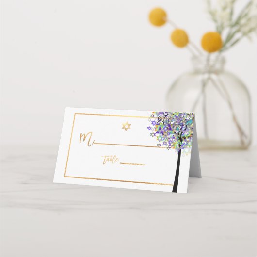 PixDezines Tree of LIfe+Paars+Green Plaatskaartje (Voorkant)