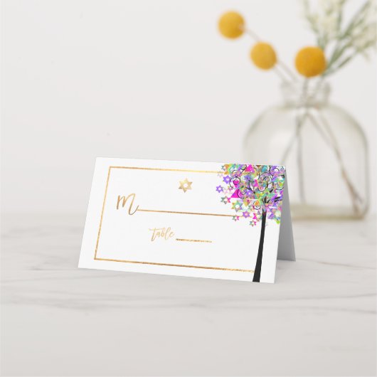 PixDezines Tree of LIfe+Pink+Green+Faux Gold Plaatskaartje (Voorkant)