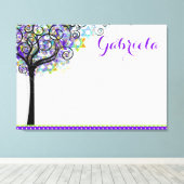 PixDezines Tree of Life Sign In Board/Paars/Blue Canvas Afdruk (Insitu (Houten vloer))
