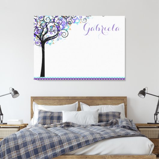 PixDezines Tree of Life Sign In Board/Paars/Blue Canvas Afdruk (Insitu (Slaapkamer))