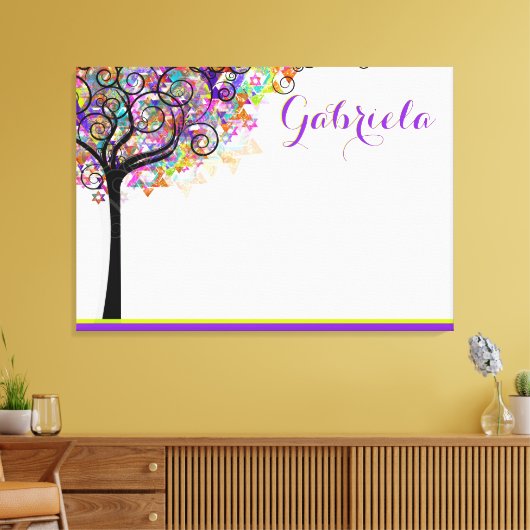 PixDezines Tree of Life Sign In Board/Paars/Roze Canvas Afdruk (Insitu (Woonkamer))