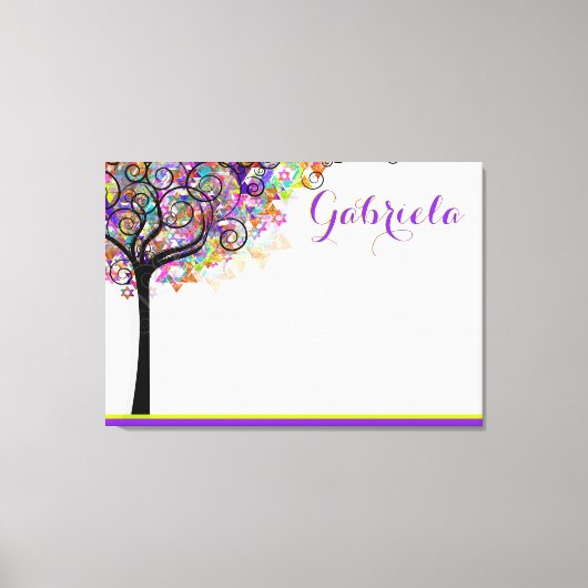 PixDezines Tree of Life Sign In Board/Paars/Roze Canvas Afdruk (Voorkant)