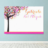 PixDezines Tree of Life Sign In Board/Roze/Oranje Canvas Afdruk (Insitu (Houten vloer))