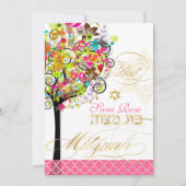 PixDezines tree of life/spring bloesems/Mitzvah Kaart (Voorkant)