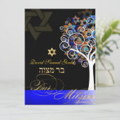 PixDezines tree of life+stars, Bar Mitzvah Kaart (Staand voorkant)