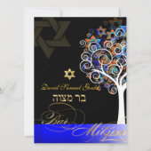 PixDezines tree of life+stars, Bar Mitzvah Kaart (Voorkant)