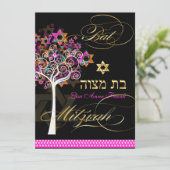 PixDezines tree of life+Stars, Bat Mitzvah Kaart (Staand voorkant)