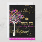 PixDezines tree of life+Stars, Bat Mitzvah Kaart (Voorkant)