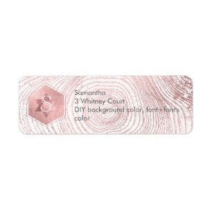 PixDezines Tree Rings, Faux Roos Gold Honeycomb Etiket