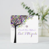 PixDezines TREE VAN LIFE BAT MITZVAH/PAARS+PINK Kaart (Staand voorkant)