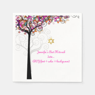 PixDezines TREE VAN LIFE/BAT MITZVAH/PINK Servet