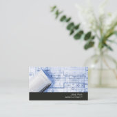 PixDezines TRENDY ARACHITECH BLAUW PRINT PAPIER Visitekaartje (Staand voorkant)