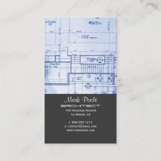 PixDezines TRENDY ARACHITECH BLAUW PRINT PAPIER Visitekaartje (Achterkant)