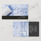 PixDezines TRENDY ARACHITECH BLAUW PRINT PAPIER Visitekaartje (Voorkant / Achterkant)