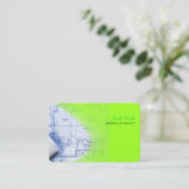 PixDezines Trendy Architect Electric Green Visitekaartje (Staand voorkant)