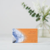 PixDezines Trendy Architect Elektrisch Sinaasappel Visitekaartje (Staand voorkant)