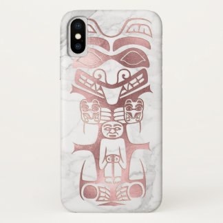 PixDezines TRIBAL TOTEM, FAUX ROOS GOLD+MARBLE Case-Mate iPhone Case