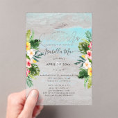 PixDezines Tropical Flowers+Beach Quinceanera Acryl Uitnodigingen (Insitu (Draagbaar))