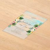 PixDezines Tropical Flowers+Beach Quinceanera Acryl Uitnodigingen (Laagn)