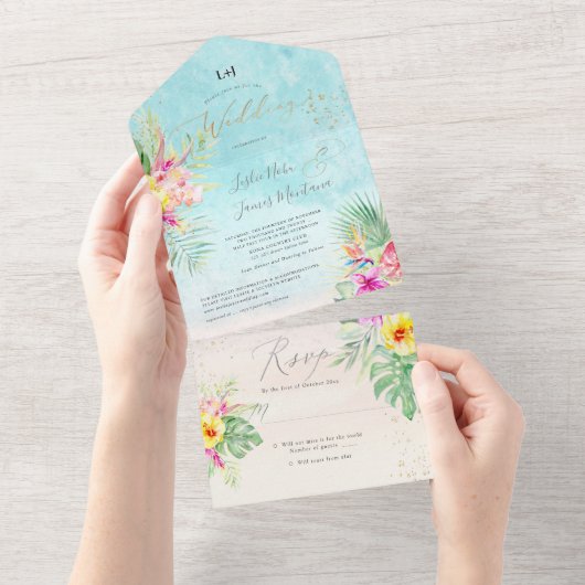 PixDezines Tropical Paradise Beach Event All In One Uitnodiging (Afscheurbaar)