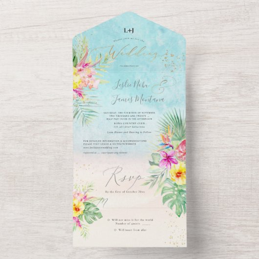 PixDezines Tropical Paradise Beach Event All In One Uitnodiging (Binnen)