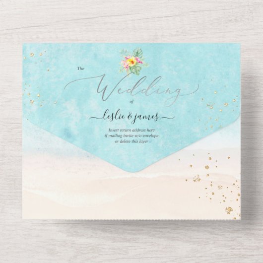 PixDezines Tropical Paradise Beach Event All In One Uitnodiging (Achterkant)