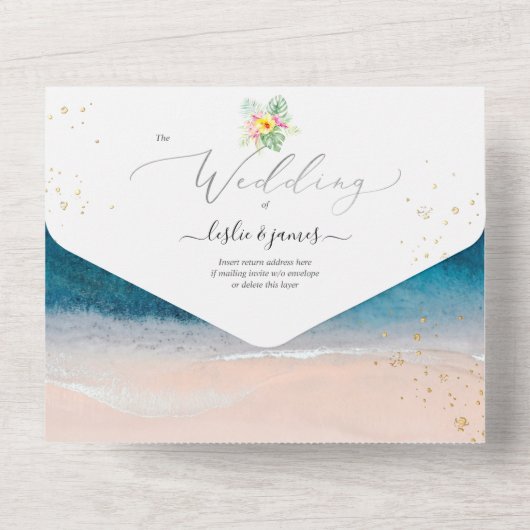 PixDezines Tropical Paradise Beach Event All In One Uitnodiging (Achterkant)