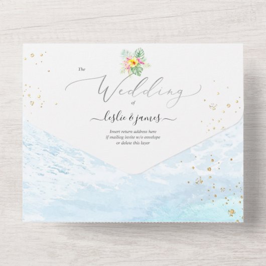 PixDezines Tropical Paradise Beach Event All In One Uitnodiging (Achterkant)