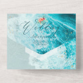 PixDezines Tropical Paradise Beach Flowers Foliage All In One Uitnodiging (Achterkant)