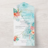 PixDezines Tropical Paradise Beach Flowers Foliage All In One Uitnodiging (Binnen)