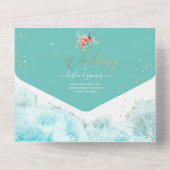 PixDezines Tropical Paradise Beach Flowers Foliage All In One Uitnodiging (Achterkant)