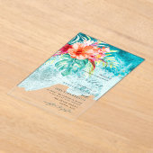 PixDezines Tropical Paradise Beach Wedding Acryl Uitnodigingen (Laagn)