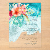 PixDezines Tropical Paradise Beach Wedding Acryl Uitnodigingen (Voorkant)