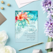 PixDezines Tropical Paradise Beach Wedding Acryl Uitnodigingen (Insitu (Huwelijk))