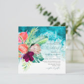 PixDezines Tropical Paradise Beach Wedding Invitat Kaart (Staand voorkant)
