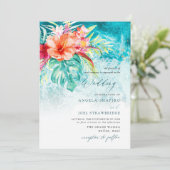 PixDezines Tropical Paradise Beach Wedding Kaart (Staand voorkant)