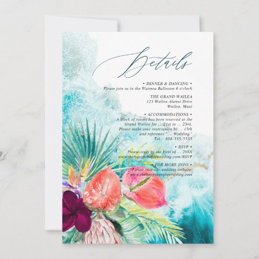 PixDezines Tropical Paradise Beach Wedding Kaart (Achterkant)