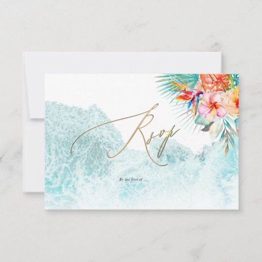 PixDezines Tropical Paradise Beach Wedding RSVP Kaart (Voorkant)