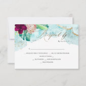 PixDezines Tropical Paradise Beach Wedding RSVP Kaart (Achterkant)