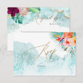 PixDezines Tropical Paradise Beach Wedding RSVP Kaart (Voorkant / Achterkant)