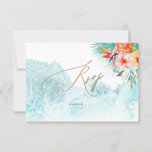 PixDezines Tropical Paradise Beach Wedding RSVP Kaart