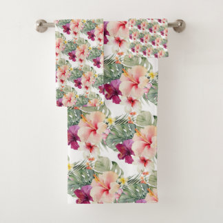 PixDezines Tropical Paradise Floral Foliage Bad Handdoek