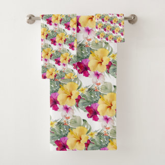 PixDezines Tropical Paradise Floral Foliage Bad Handdoek